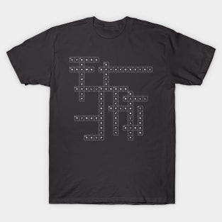 (1969TSWS-D) Crossword pattern with words from a famous 1969 science fiction book. [Dark Background] T-Shirt